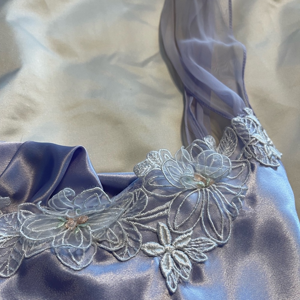 California Dynasty Vintage Lavender satin and lace chemise slip nightie 2X - Picture 2 of 8
